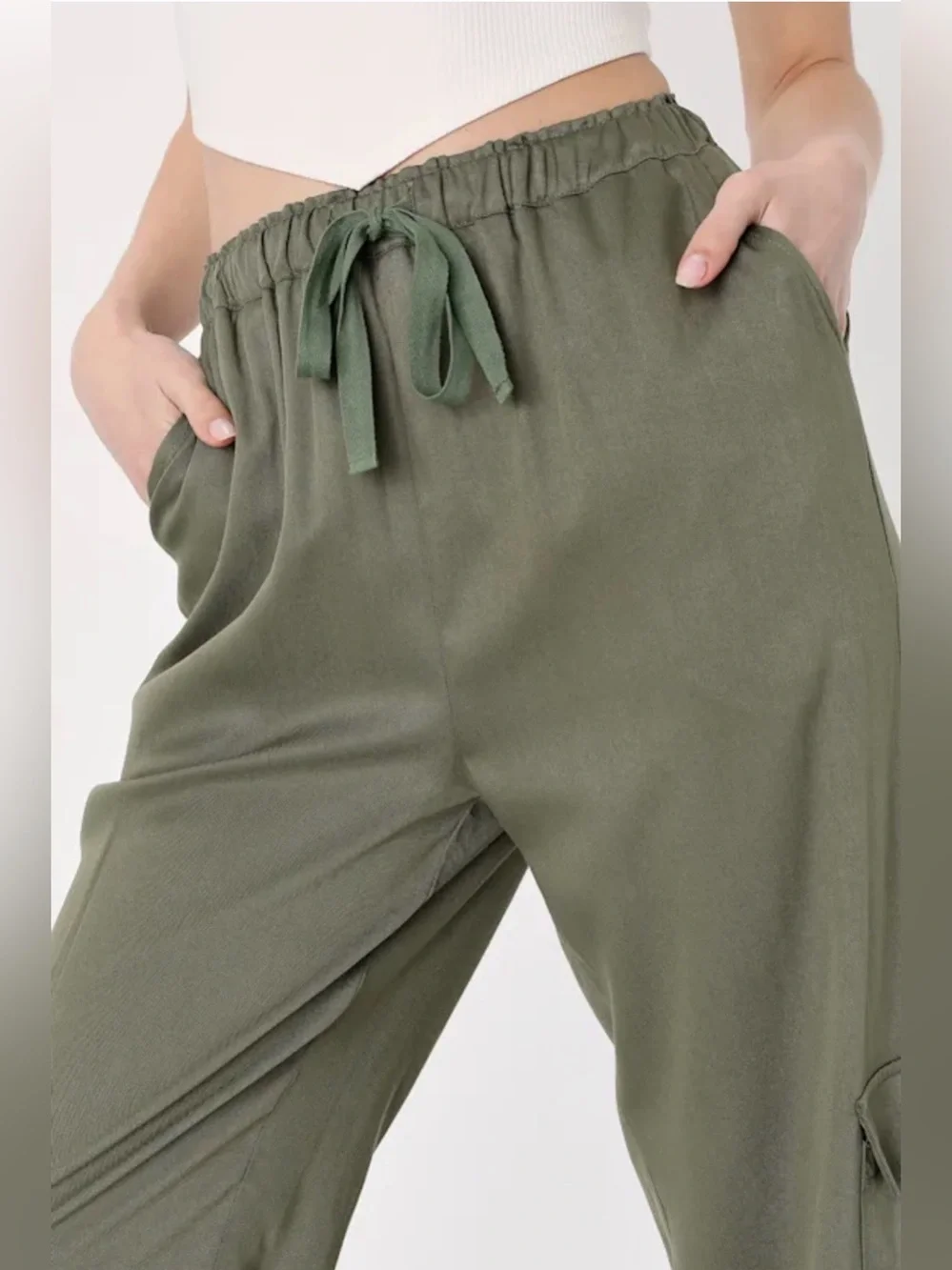 Lulu's Casually Modern Olive Green Straight Leg Cargo Pants